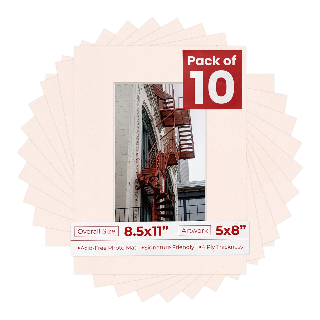 Oyster Bay Beige Mat Board for 8.5x11 Frames - Fits 5x8 Photos